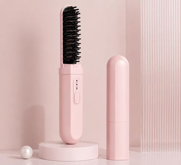 USB Rechargeable Mini Cordless Hair Straightening Brush